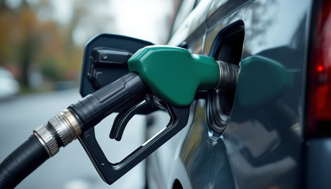 Eine feste CNG-Tankkupplung ist seitlich am Einfüllstutzen eines Fahrzeugs angeschlossen.